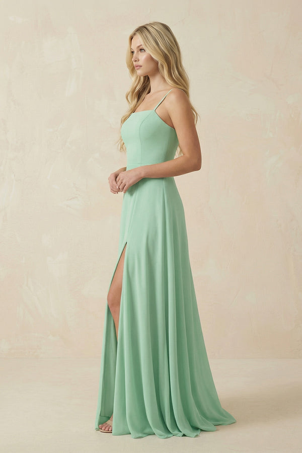 Spaghetti Strap A - Line Chiffon Bridesmaid Dress - KISS BRIDAL Bridesmaid Dresses