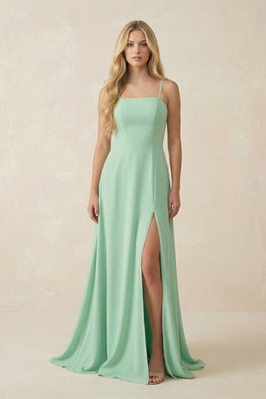Spaghetti Strap A - Line Chiffon Bridesmaid Dress - KISS BRIDAL Bridesmaid Dresses