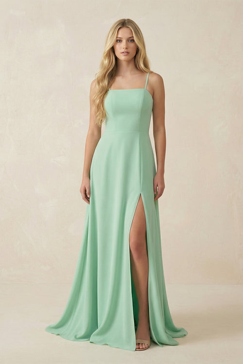 Spaghetti Strap A - Line Chiffon Bridesmaid Dress - KISS BRIDAL Bridesmaid Dresses