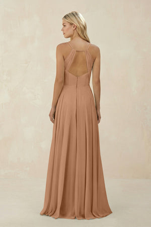 Spaghetti Strap A - Line Chiffon Bridesmaid Dress in Bronzer - KISS BRIDAL Bridesmaid Dresses