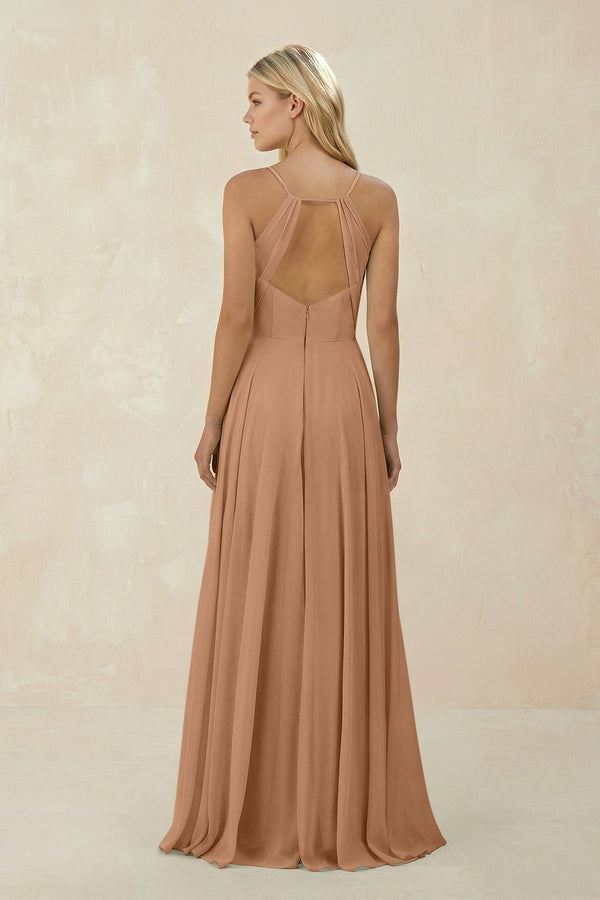 Spaghetti Strap A - Line Chiffon Bridesmaid Dress in Bronzer - KISS BRIDAL Bridesmaid Dresses