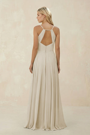 Spaghetti Strap A - Line Chiffon Bridesmaid Dress in Dove Gray - KISS BRIDAL Bridesmaid Dresses