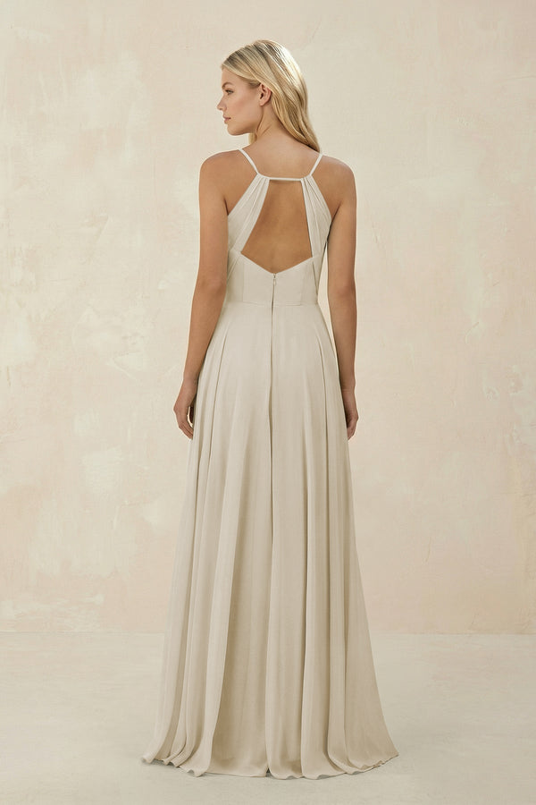 Spaghetti Strap A - Line Chiffon Bridesmaid Dress in Dove Gray - KISS BRIDAL Bridesmaid Dresses