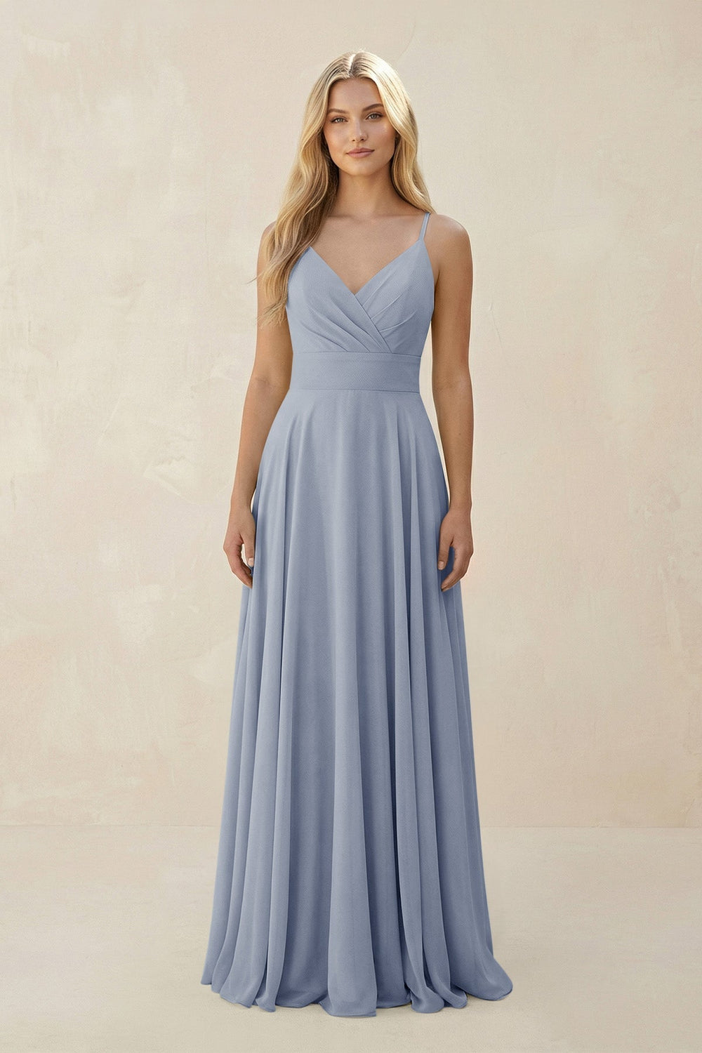 Spaghetti Strap A-Line Chiffon Bridesmaid Dress in Twilight