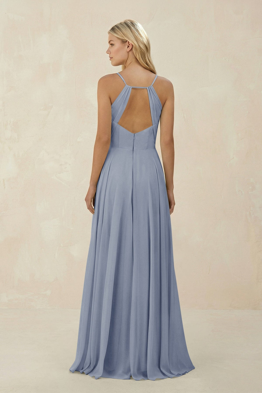 Spaghetti Strap A-Line Chiffon Bridesmaid Dress in Twilight