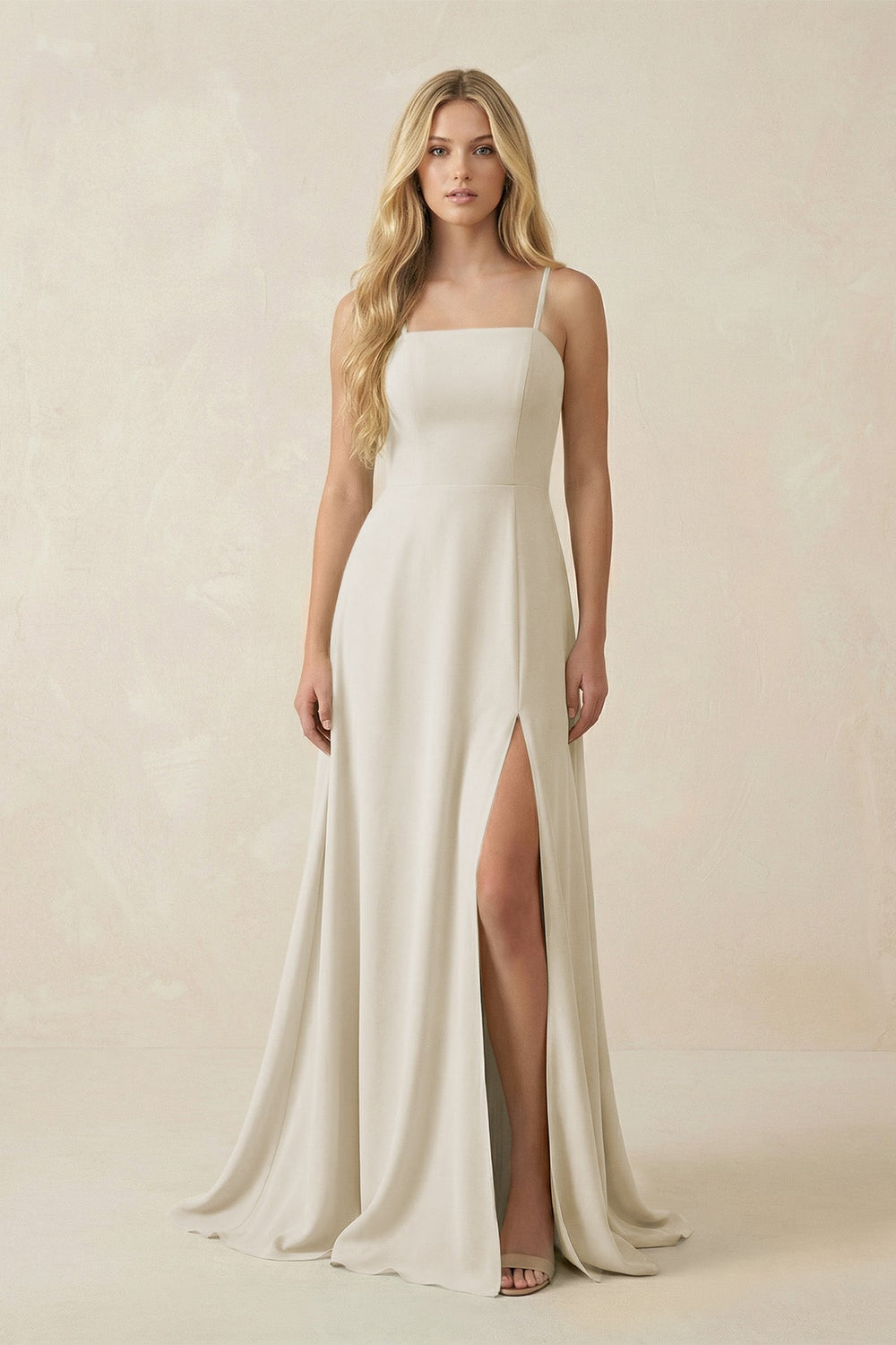 Spaghetti Strap Chiffon A-Line Bridesmaid Dress in Dove Gray