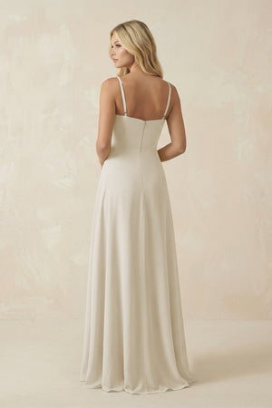 Spaghetti Strap Chiffon A - Line Bridesmaid Dress in Dove Gray - KISS BRIDAL Bridesmaid Dresses