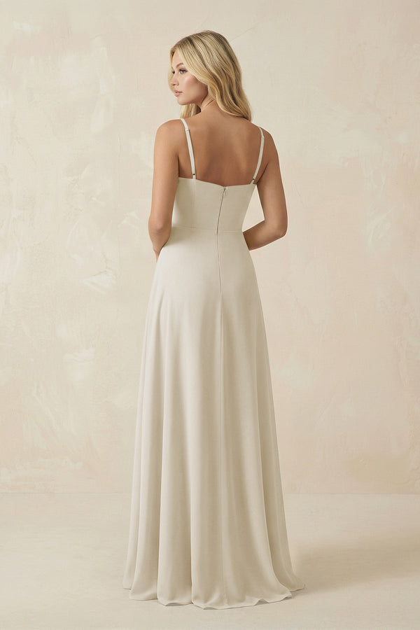 Spaghetti Strap Chiffon A - Line Bridesmaid Dress in Dove Gray - KISS BRIDAL Bridesmaid Dresses