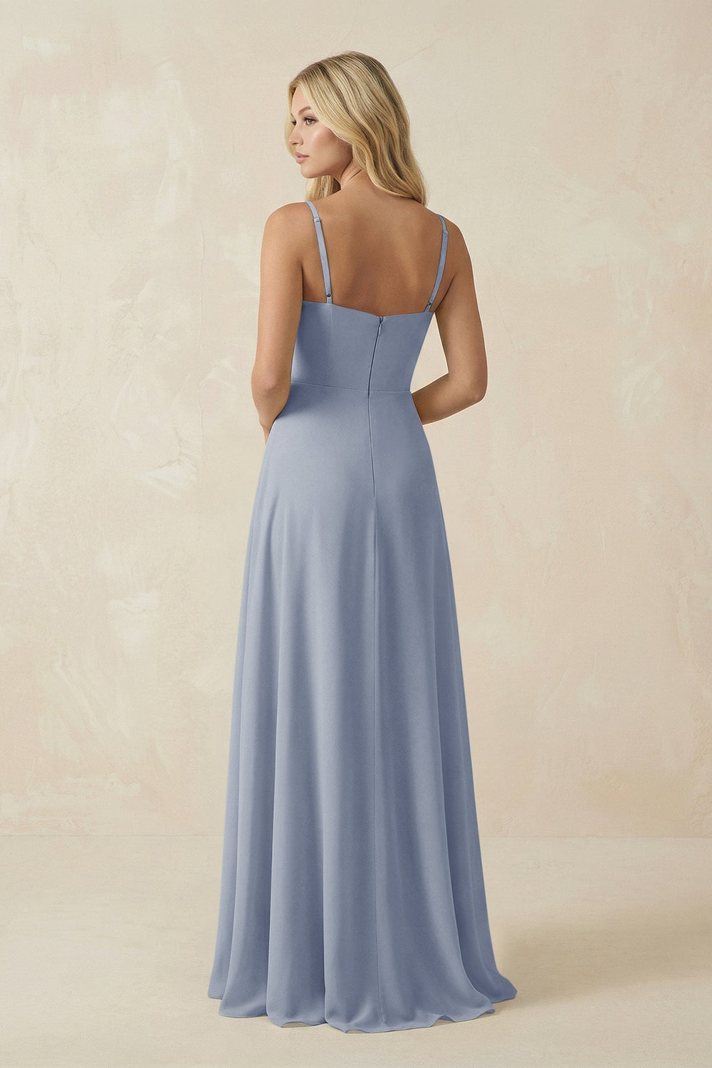 Spaghetti Strap Chiffon A-Line Bridesmaid Dress in Twilight