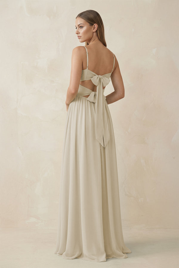 Spaghetti Strap Pleated A - Line Chiffon Bridesmaid Dress in Dove Gray - KISS BRIDAL Bridesmaid Dresses