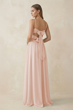 Spaghetti Strap Pleated A - Line Chiffon Bridesmaid Dress in Pale Blush - KISS BRIDAL Bridesmaid Dresses