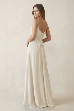 Spaghetti Strap Ruched Chiffon A - Line Bridesmaid Dress in Dove Gray - KISS BRIDAL Bridesmaid Dresses