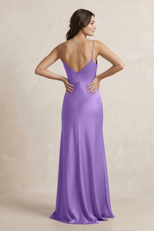 Spaghetti Strap Sheath Satin Bridesmaid Dress in Lilac - KISS BRIDAL Bridesmaid Dresses