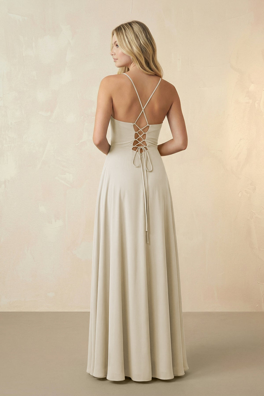 Spaghetti Straps Chiffon A-Line Bridesmaid Dress in Dove Gray