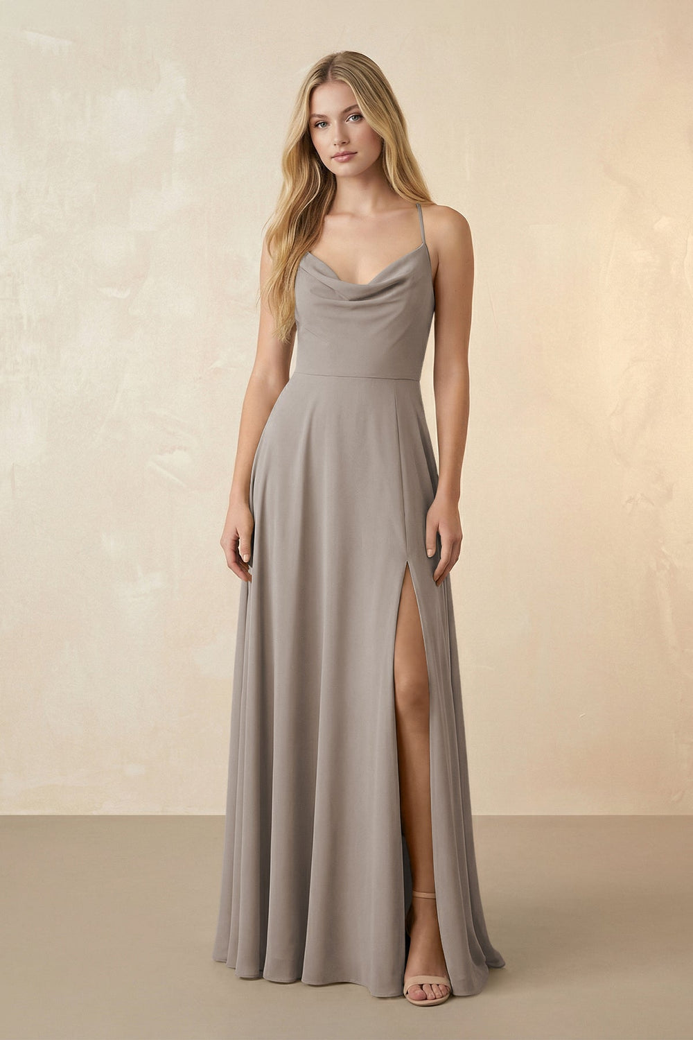 Spaghetti Straps Chiffon A-Line Bridesmaid Dress in Frost