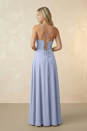 Spaghetti Straps Chiffon A-Line Bridesmaid Dress in Ice (2) | KISSBRIDAL