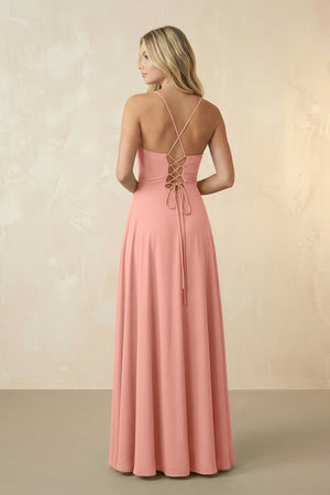 Spaghetti Straps Chiffon A-Line Bridesmaid Dress in Rosette (2) | KISSBRIDAL
