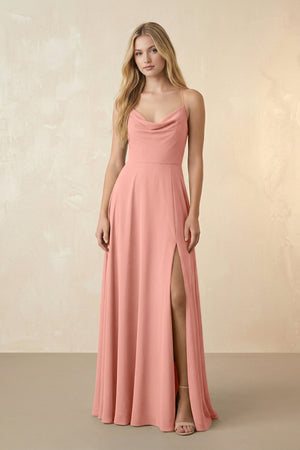 Spaghetti Straps Chiffon A-Line Bridesmaid Dress in Rosette | KISSBRIDAL