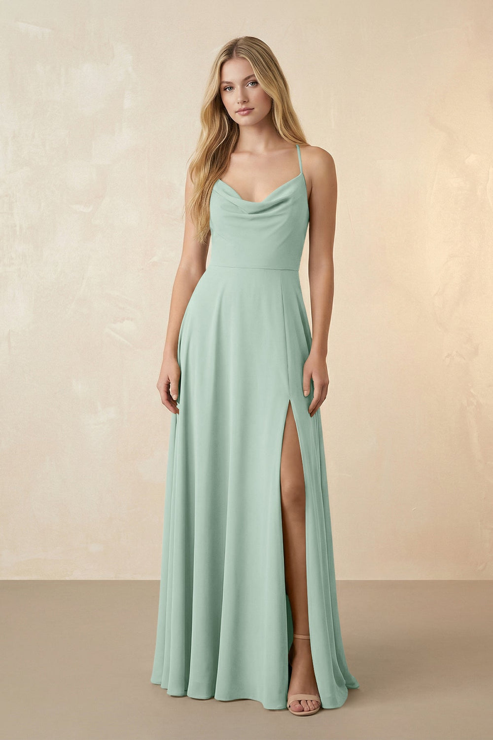 Spaghetti Straps Chiffon A-Line Bridesmaid Dress in Sage