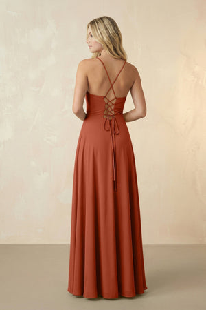 Spaghetti Straps Chiffon A-Line Bridesmaid Dress in Spice - KISS BRIDAL BRIDESMAID DRESSES