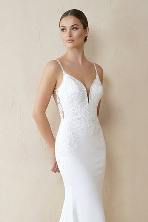 Spaghetti Straps Mermaid Lace Backless Wedding Dress in White - KISS BRIDAL Wedding Dresses