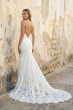 Spaghetti Straps Mermaid Lace Wedding Dress in White - KISS BRIDAL Wedding Dresses