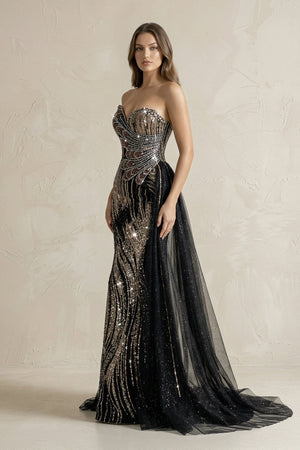Sparkly Sweetheart Mermaid Sequined Wedding Dress in Black - KISS BRIDAL Wedding Dresses