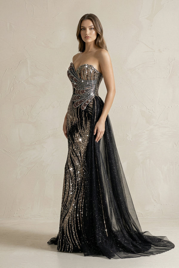 Sparkly Sweetheart Mermaid Sequined Wedding Dress in Black - KISS BRIDAL Wedding Dresses