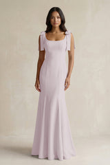 Square Neck Mermaid Bridesmaid Dress With Bow in Dusk - KISS BRIDAL Bridesmaid Dresses