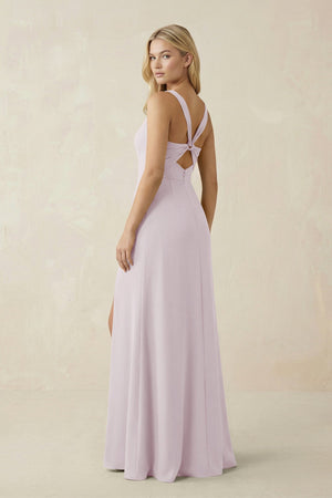 Square Neck Ruched Sheath Satin Bridesmaid Dress in Dusk - KISS BRIDAL Bridesmaid Dresses