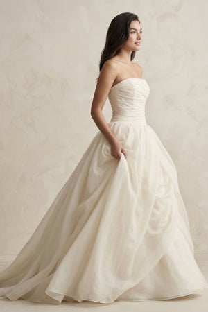 Strapless A - Line Ball - Gown Tulle Ruched Wedding Dress in Ivory - KISS BRIDAL Wedding Dresses