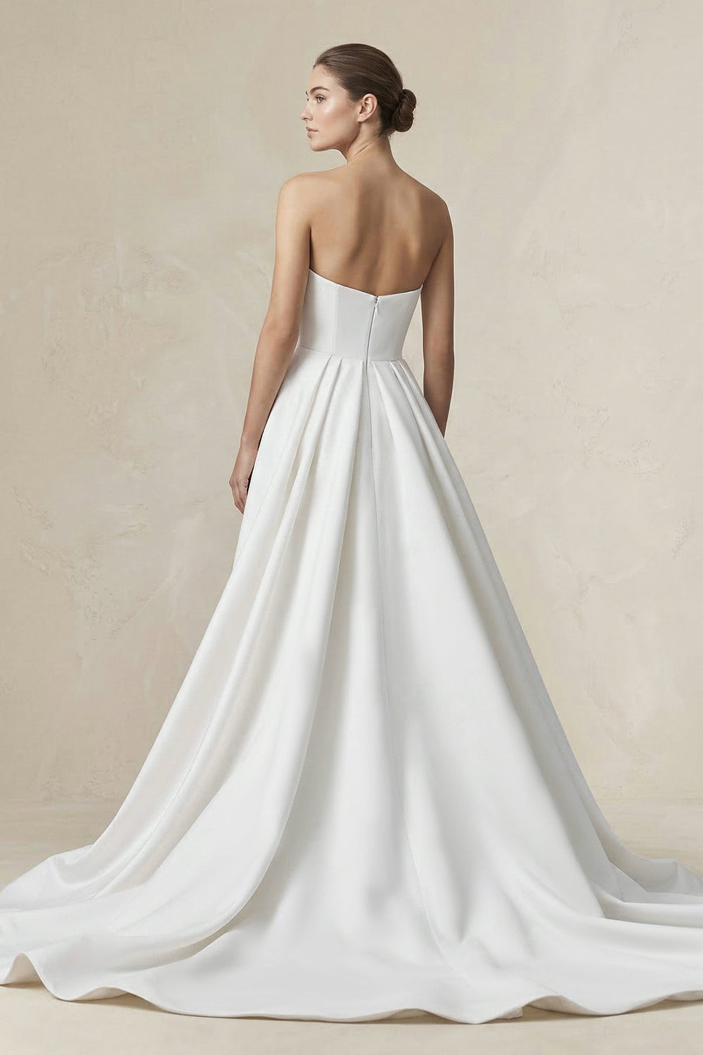 Sweetheart A-Line Satin Ruched Wedding Dress in White