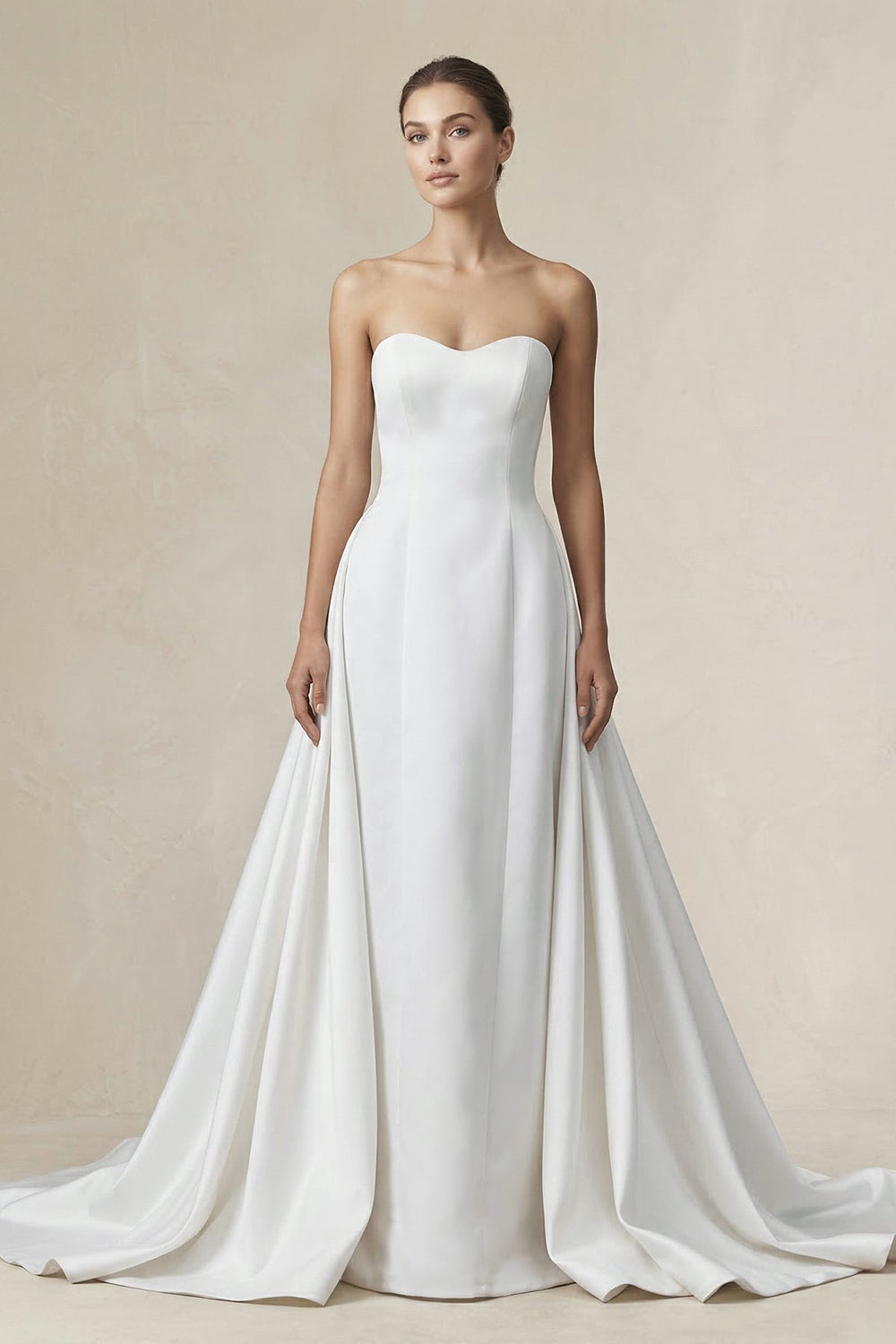 Sweetheart A-Line Satin Ruched Wedding Dress in White