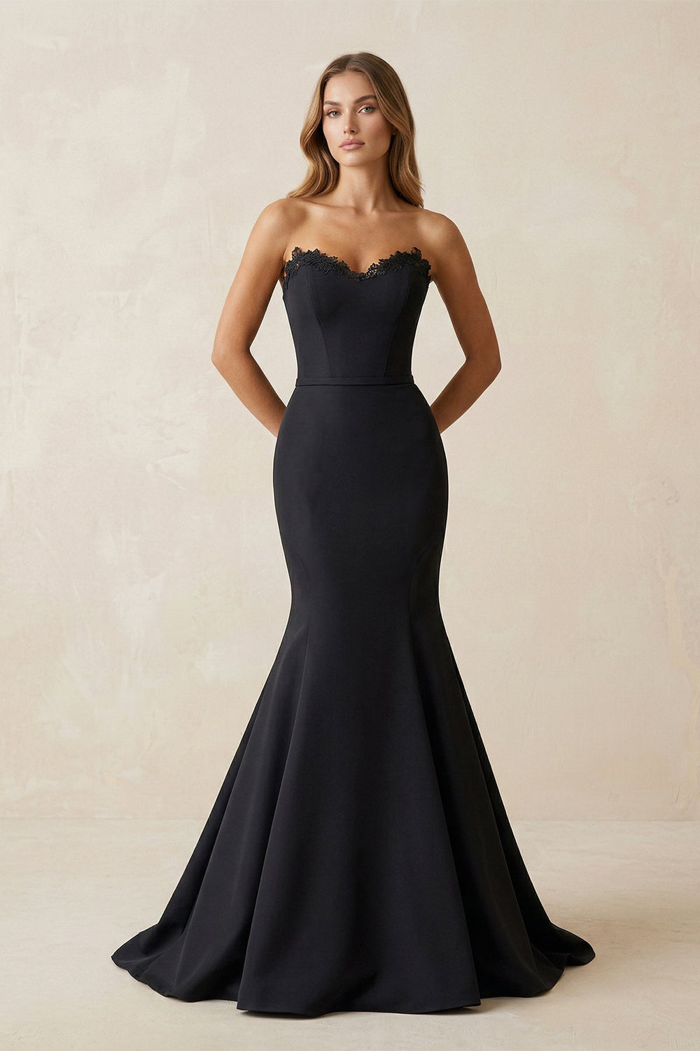 Strapless Mermaid Satin Sweetheart Satin Wedding Dress in Black