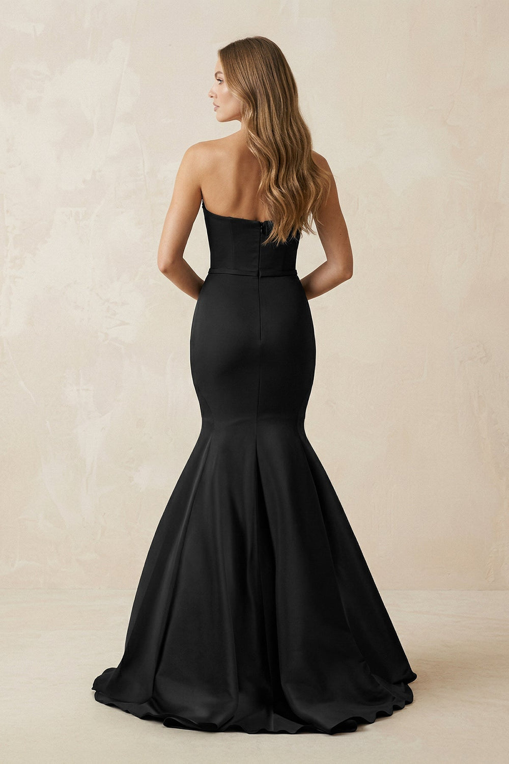 Strapless Mermaid Satin Sweetheart Satin Wedding Dress in Black