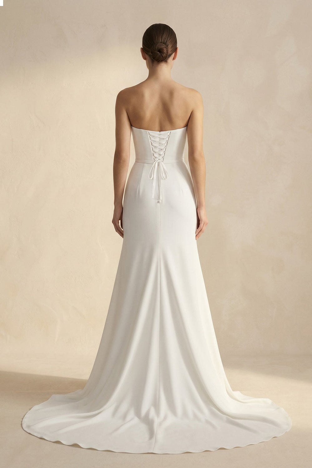 Strapless Mermaid Satin Wedding Dress in White