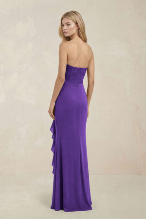 Strapless Ruffled Sheath Bridesmaid Dress in Amethyst - KISS BRIDAL Bridesmaid Dresses