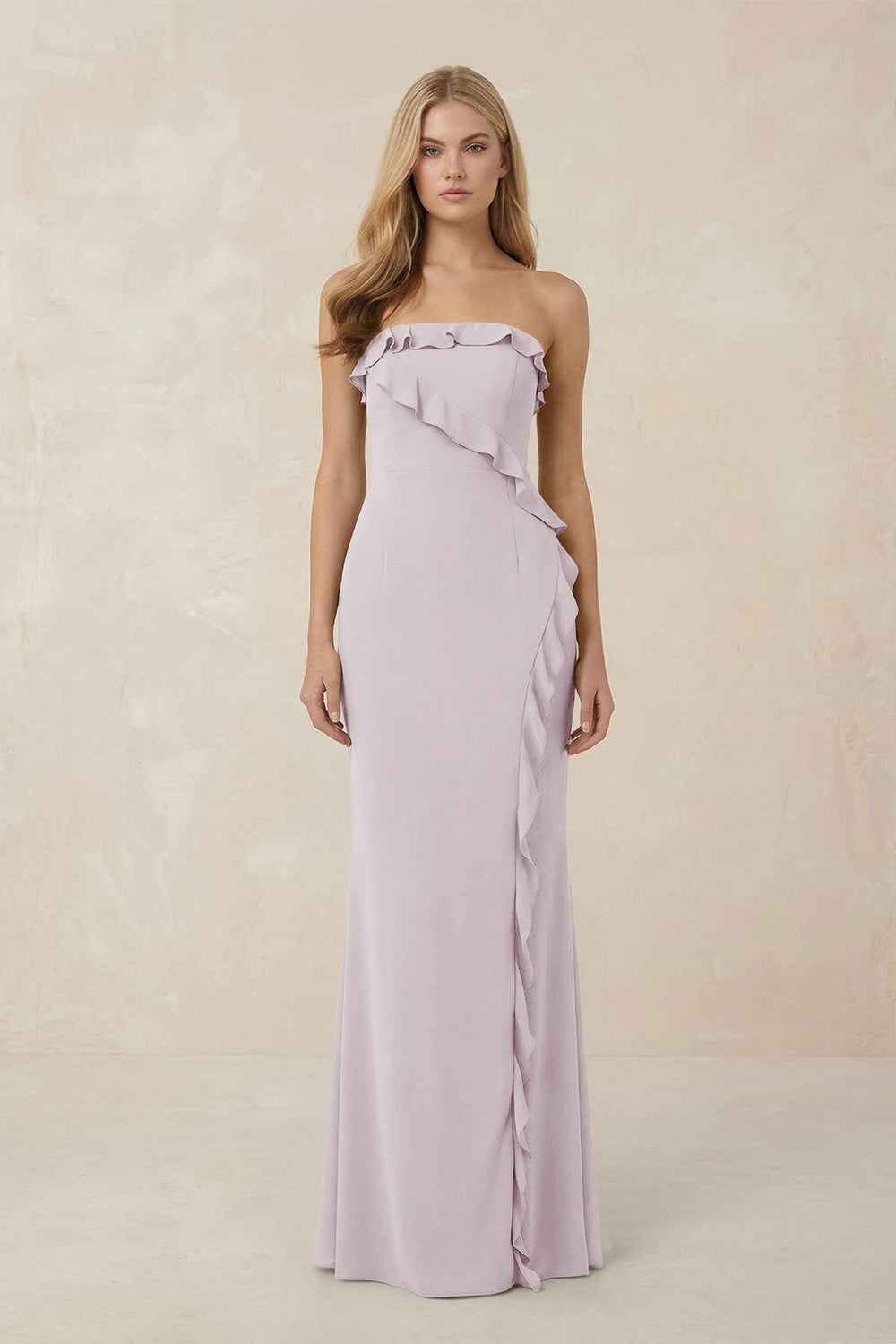Strapless Ruffled Sheath Bridesmaid Dress in Dusk