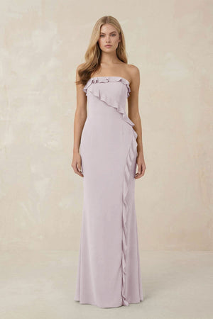 Strapless Ruffled Sheath Bridesmaid Dress in Dusk - KISS BRIDAL Bridesmaid Dresses