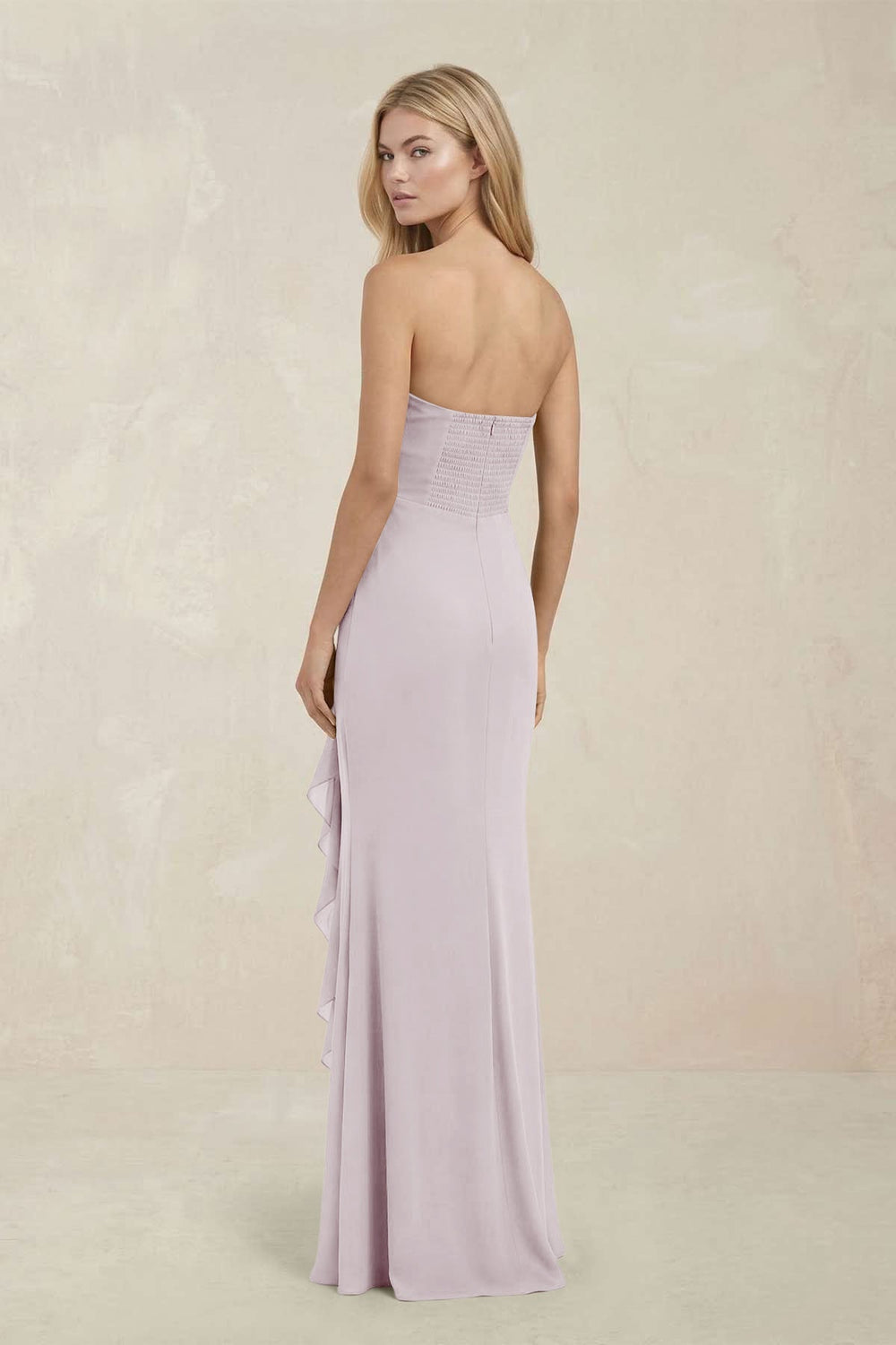 Strapless Ruffled Sheath Bridesmaid Dress in Dusk
