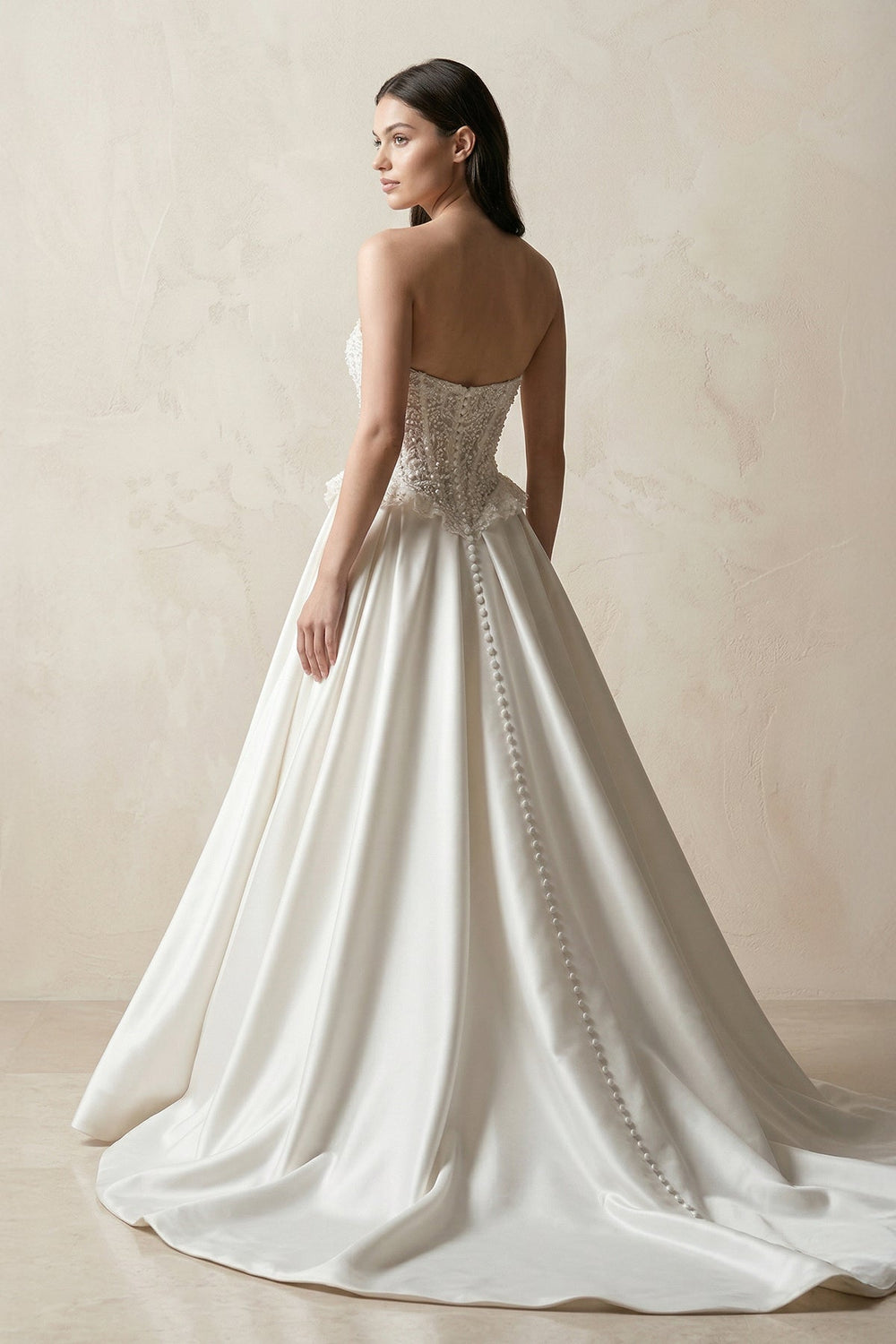 Sweetheart Satin A-Line Corset Beaded Wedding Dress in White