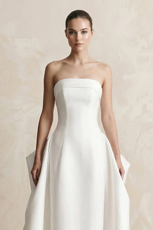 Strapless Satin Ball Gown Wedding Dress in White - KISS BRIDAL Wedding Dresses