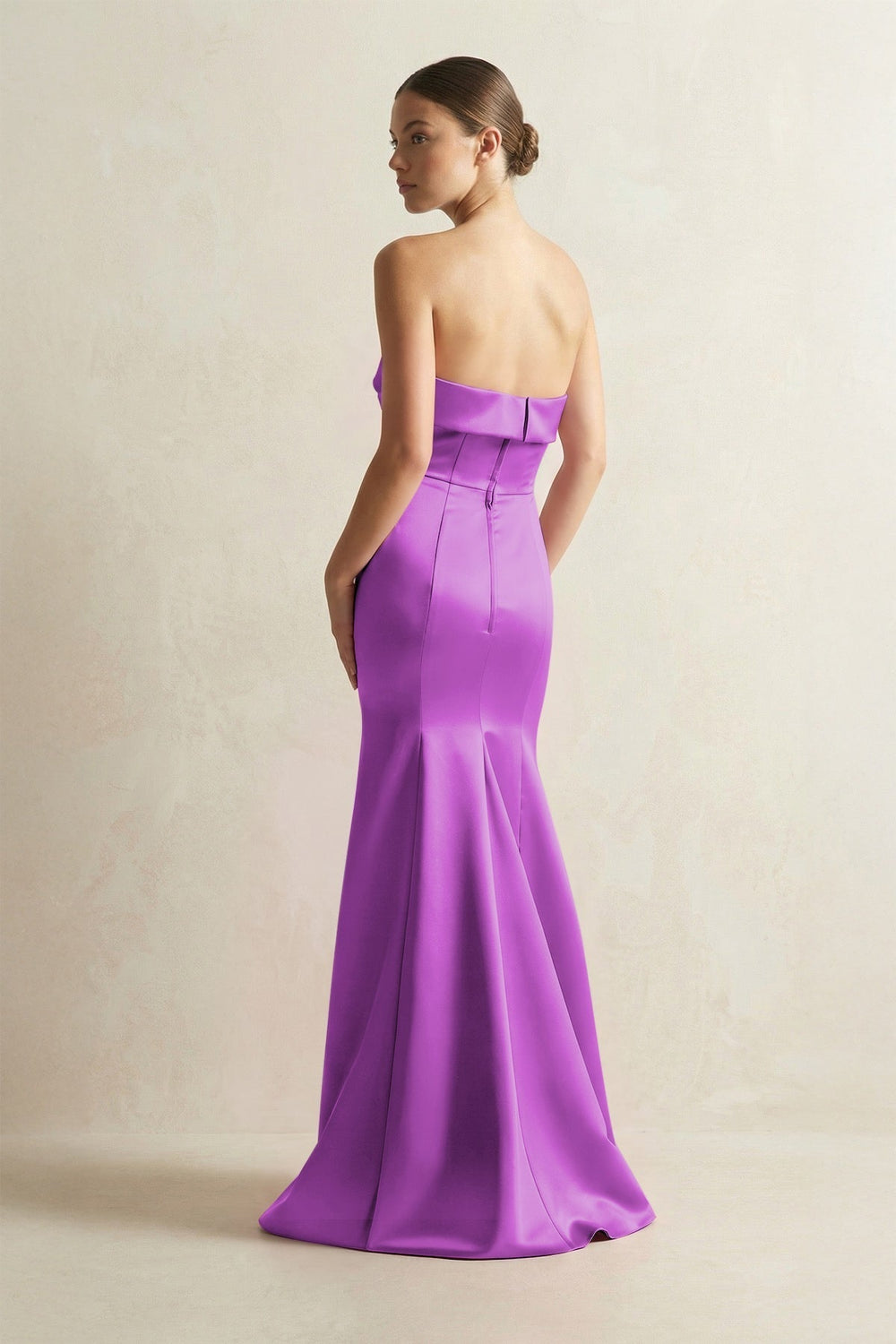 Strapless Satin Mermaid Bridesmaid Dress in Amethyst