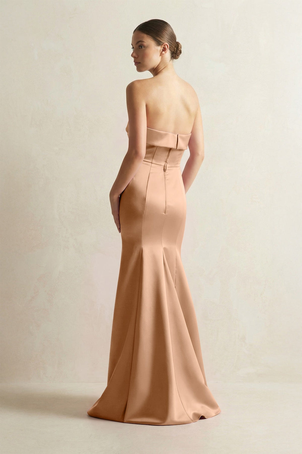Strapless Satin Mermaid Bridesmaid Dress in Bronzer