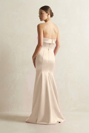 Strapless Satin Mermaid Bridesmaid Dress in Champagne - KISS BRIDAL Bridesmaid Dresses