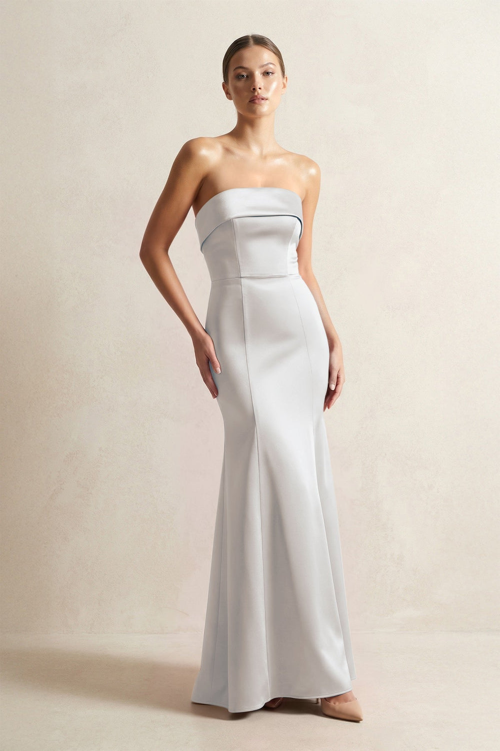 Strapless Satin Mermaid Bridesmaid Dress in Frost