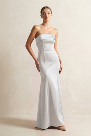 Strapless Satin Mermaid Bridesmaid Dress in Frost - KISS BRIDAL Bridesmaid Dresses