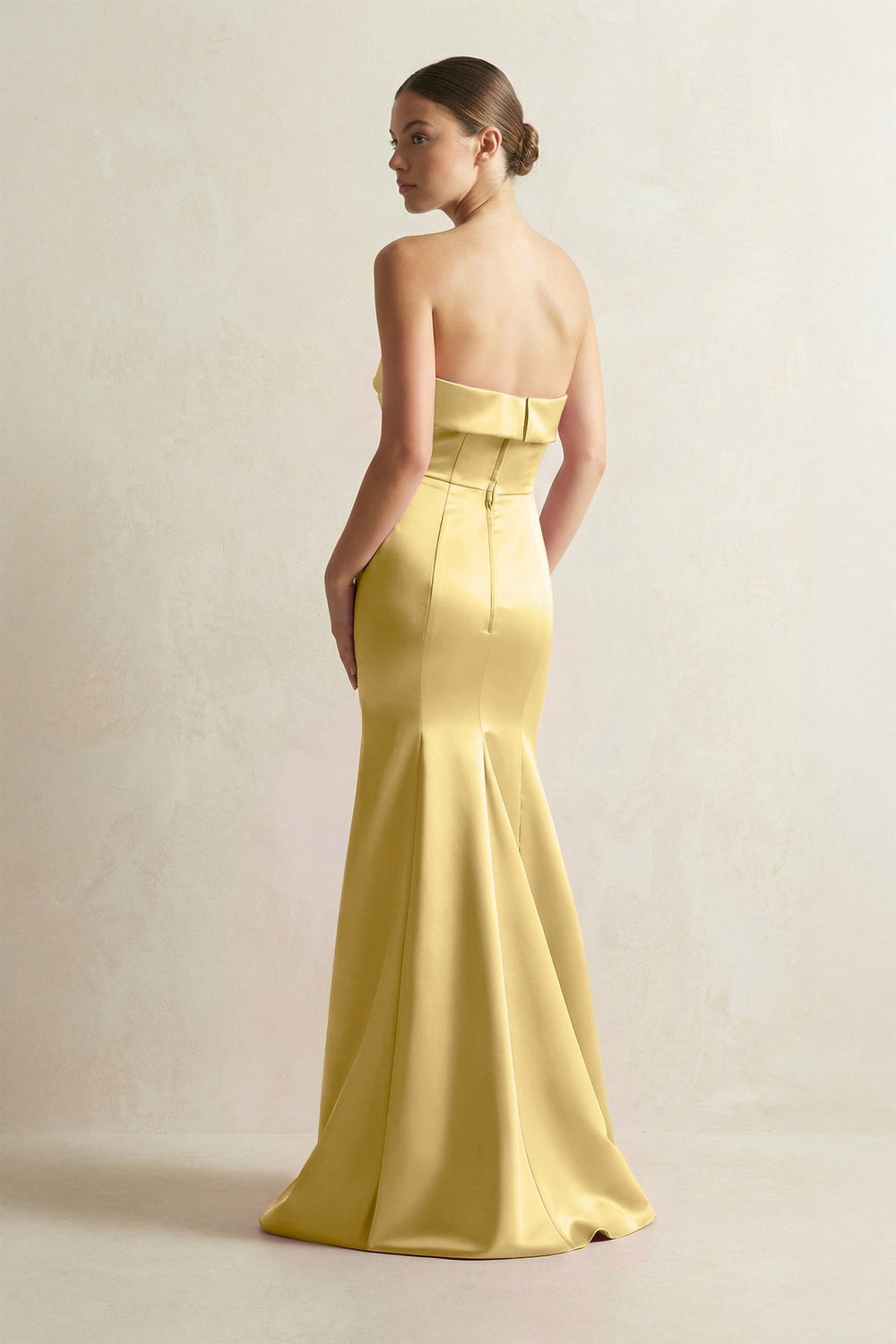 Strapless Satin Mermaid Bridesmaid Dress in Gold
