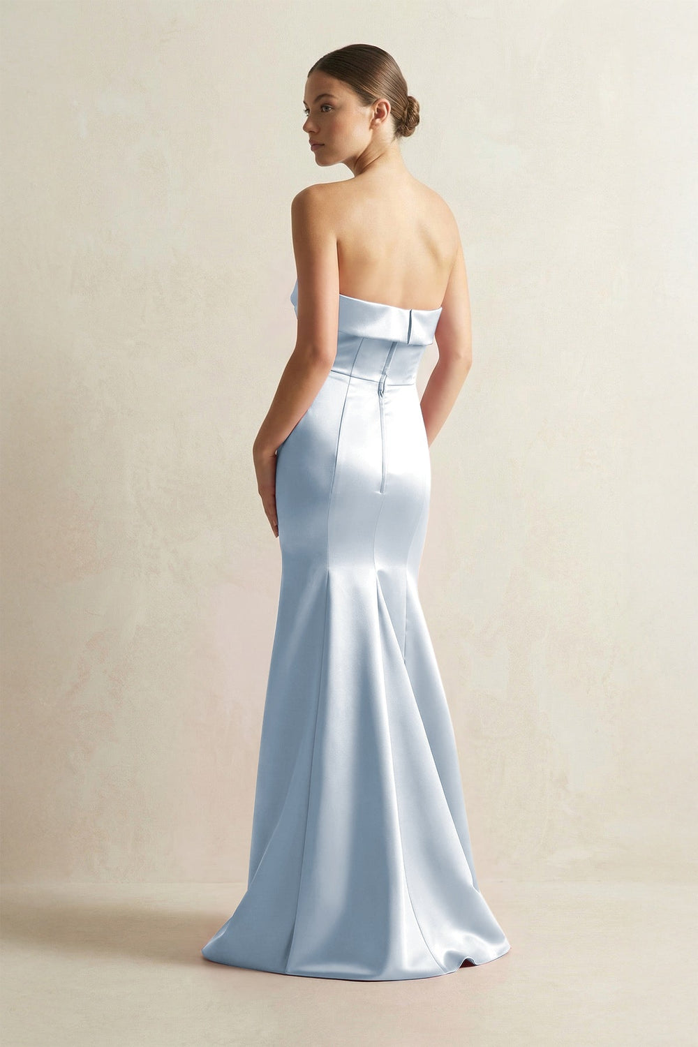 Strapless Satin Mermaid Bridesmaid Dress in Ice