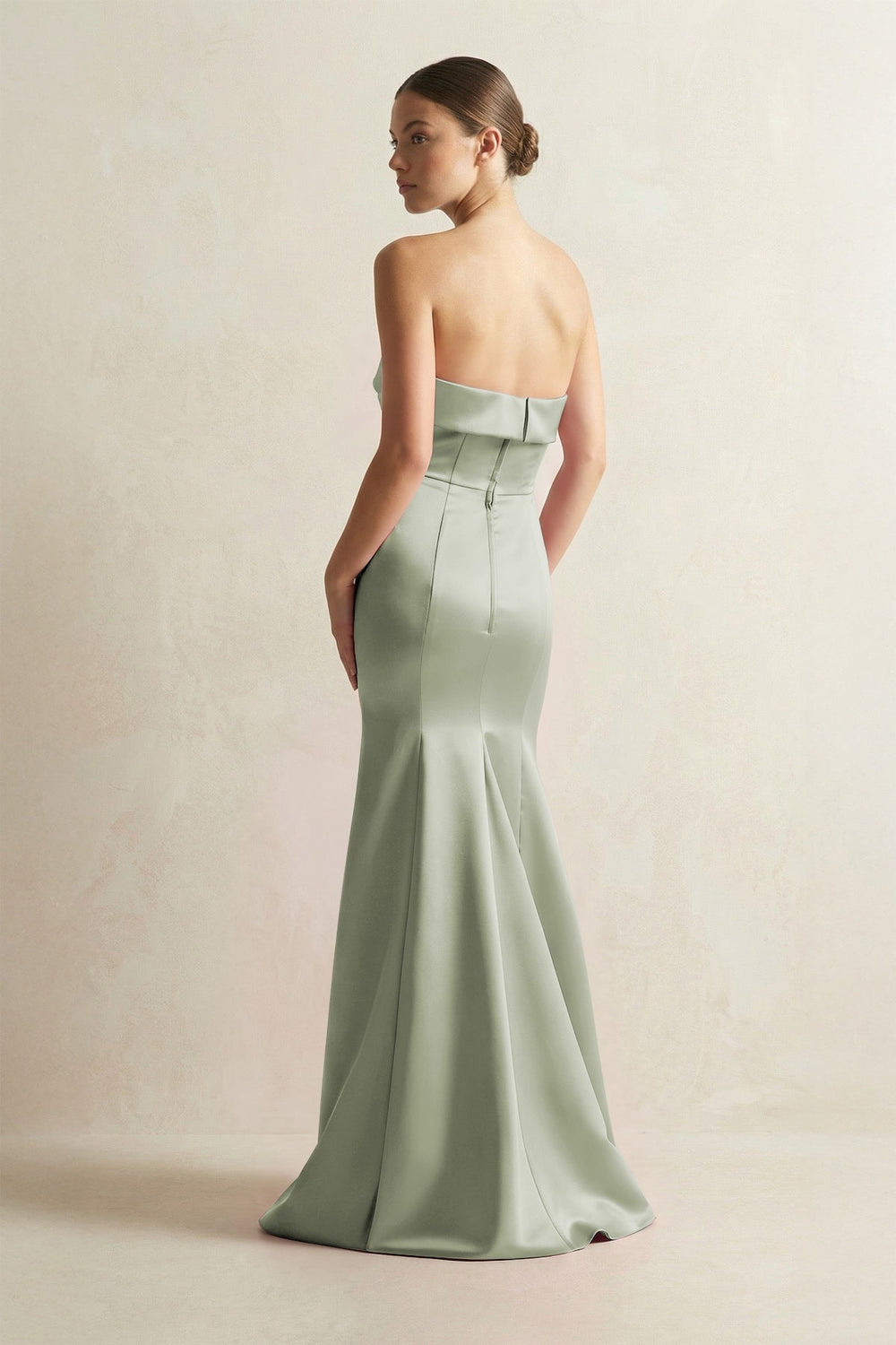 Strapless Satin Mermaid Bridesmaid Dress in Matcha